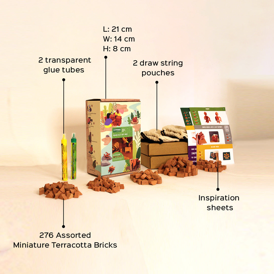Terracotta Bricks Deluxe DIY Construction Kit Gift Pack | 276 Assorted Bricks
