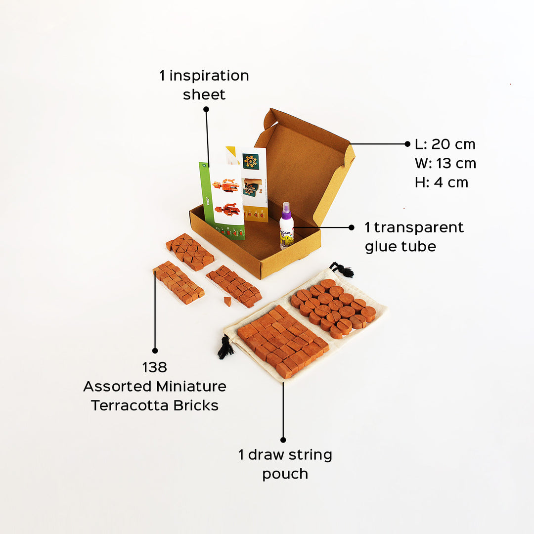 Terracotta Bricks DIY Construction Kit Gift Pack | 138 Assorted Bricks