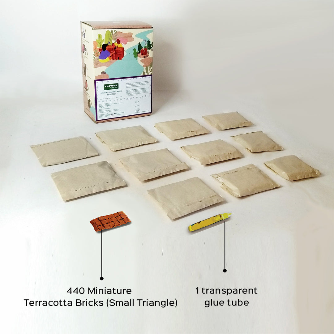 Terracotta Bricks DIY Construction Kit | 440 Mini Triangle Bricks