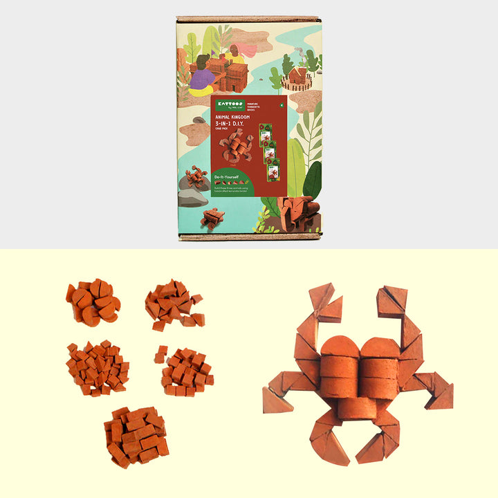 Terracotta Bricks DIY Construction Set | 3 Crabs - Zwende