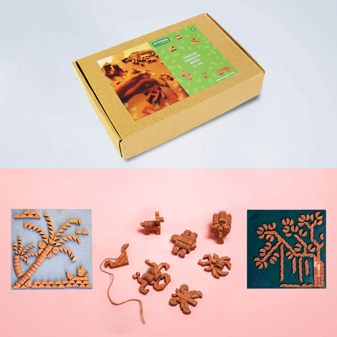 Terracotta Bricks DIY Construction Kit Gift Pack | 138 Assorted Bricks