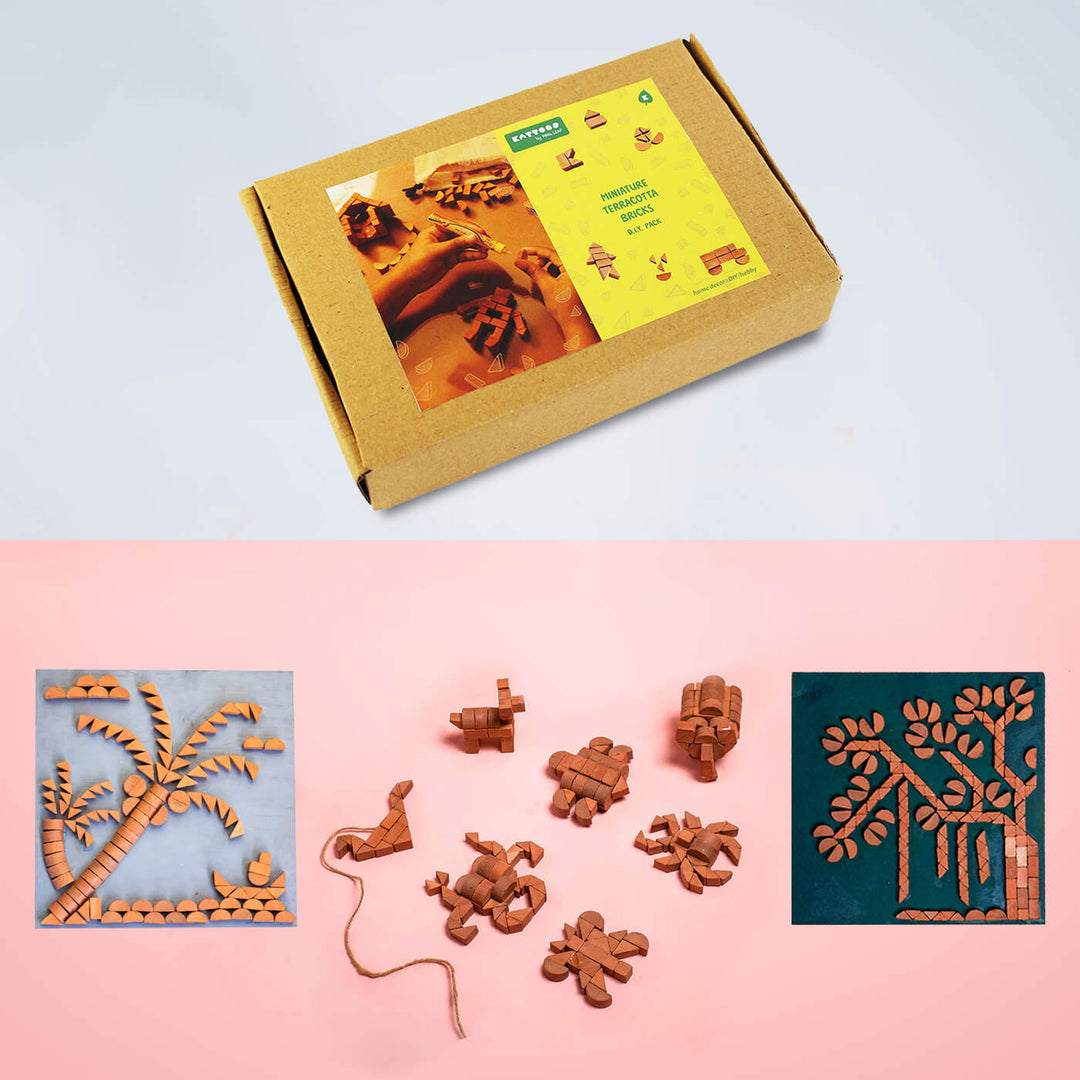 Terracotta Bricks DIY Construction Kit Gift Pack | 138 Assorted Bricks