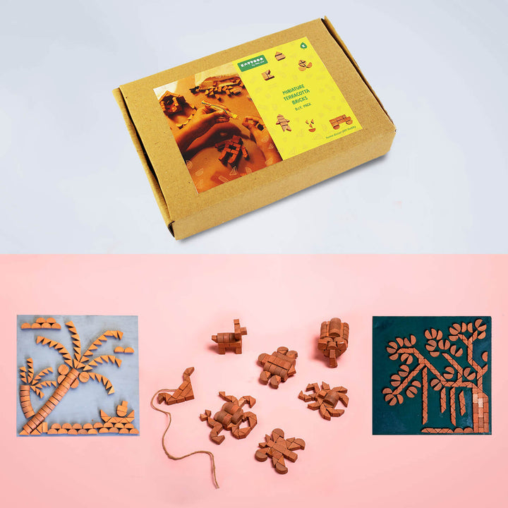 Terracotta Bricks DIY Construction Kit Gift Pack | 138 Assorted Bricks