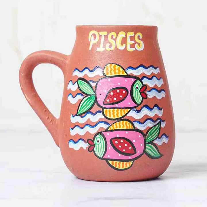 Personalized Hand-painted Pisces Zodiac Sign Terracotta Mug