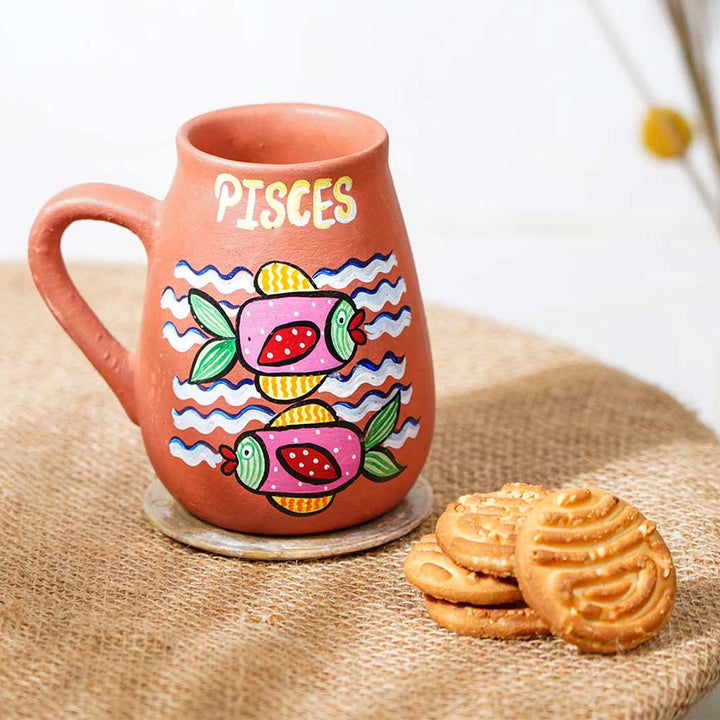 Personalized Hand-painted Pisces Zodiac Sign Terracotta Mug