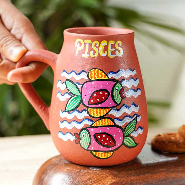 Personalized Hand-painted Pisces Zodiac Sign Terracotta Mug
