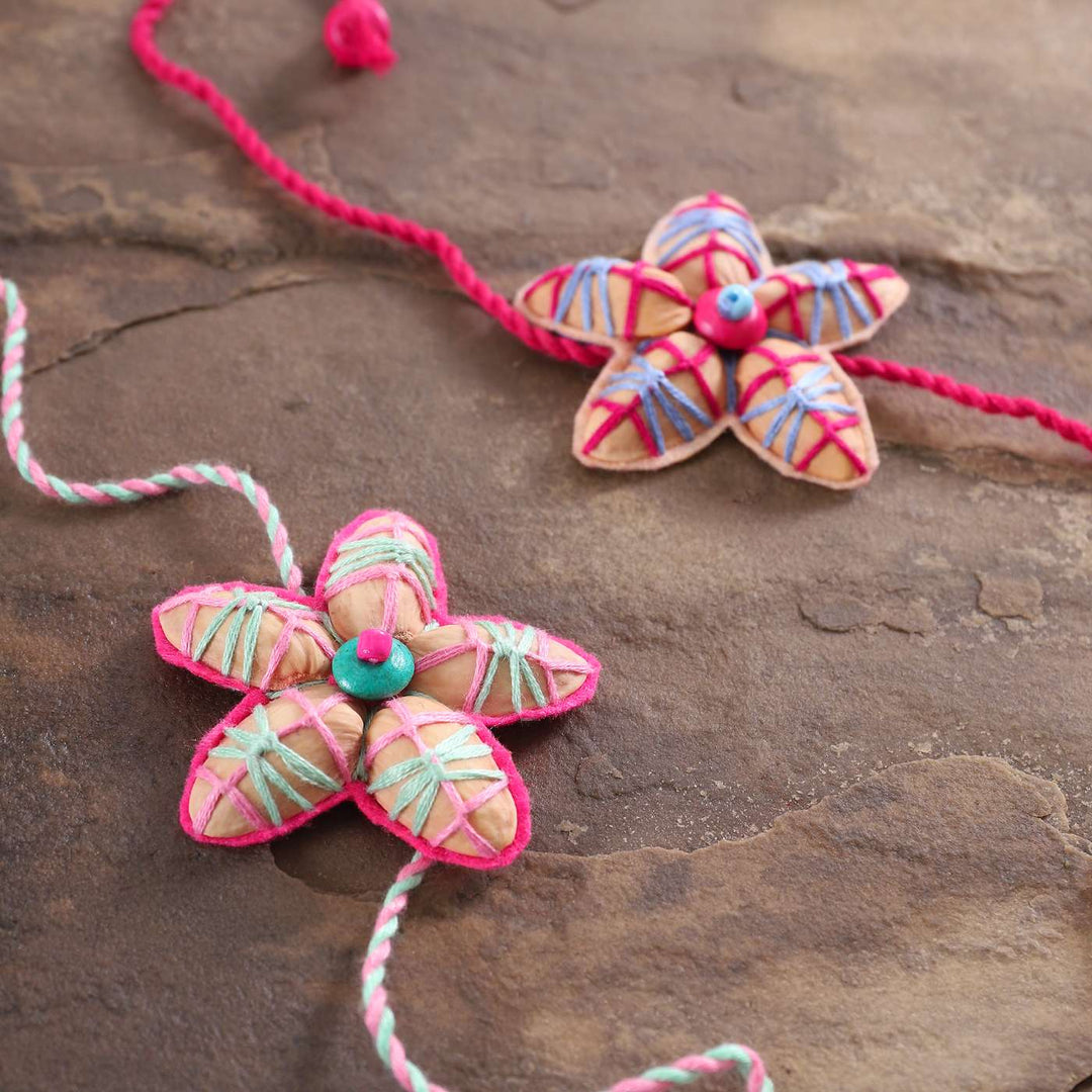 Buy Handmade Beaded Pista Shell Rakhi With Roli Chawal Set of