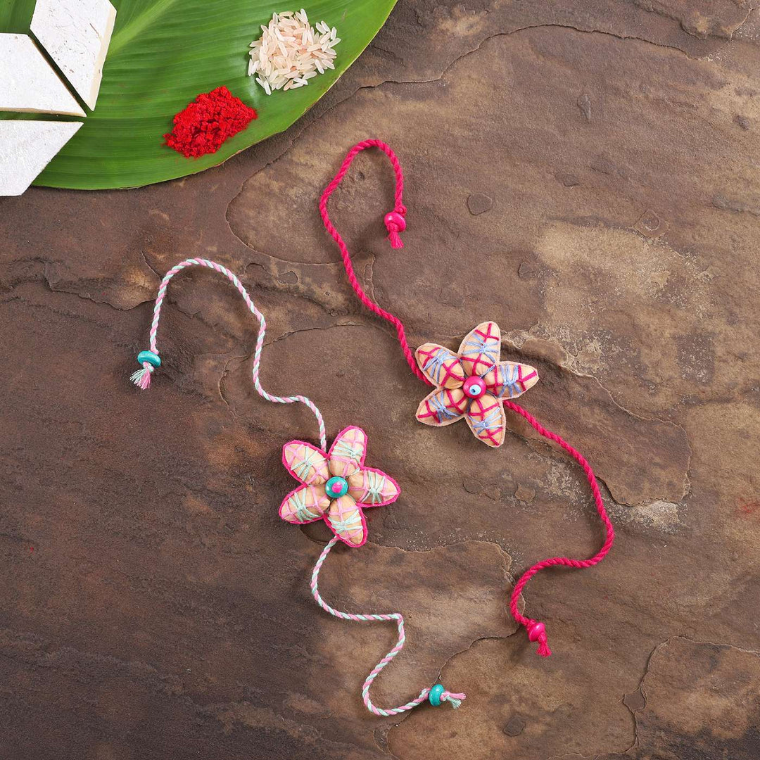 Buy Handmade Beaded Pista Shell Rakhi With Roli Chawal Set of