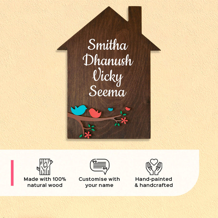 House Shaped Birds Planter Nameboard - Zwende
