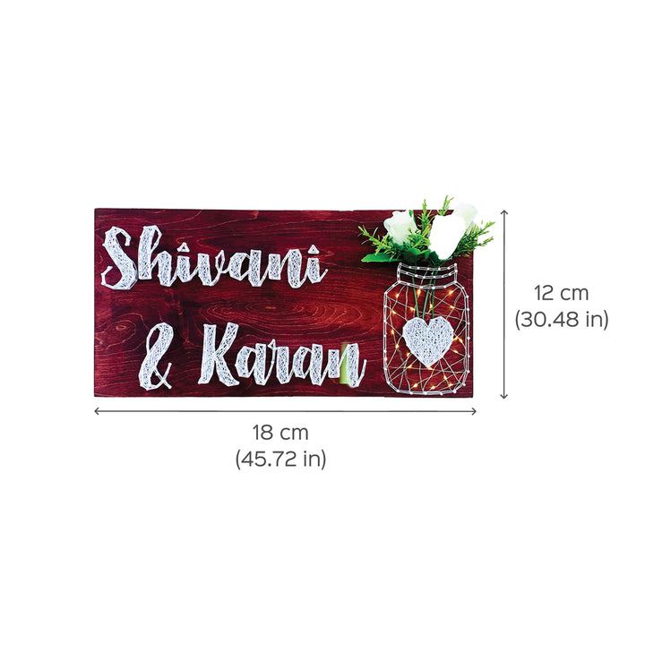 String Art Mason Jar Nameplate for Couples - Chantilly White