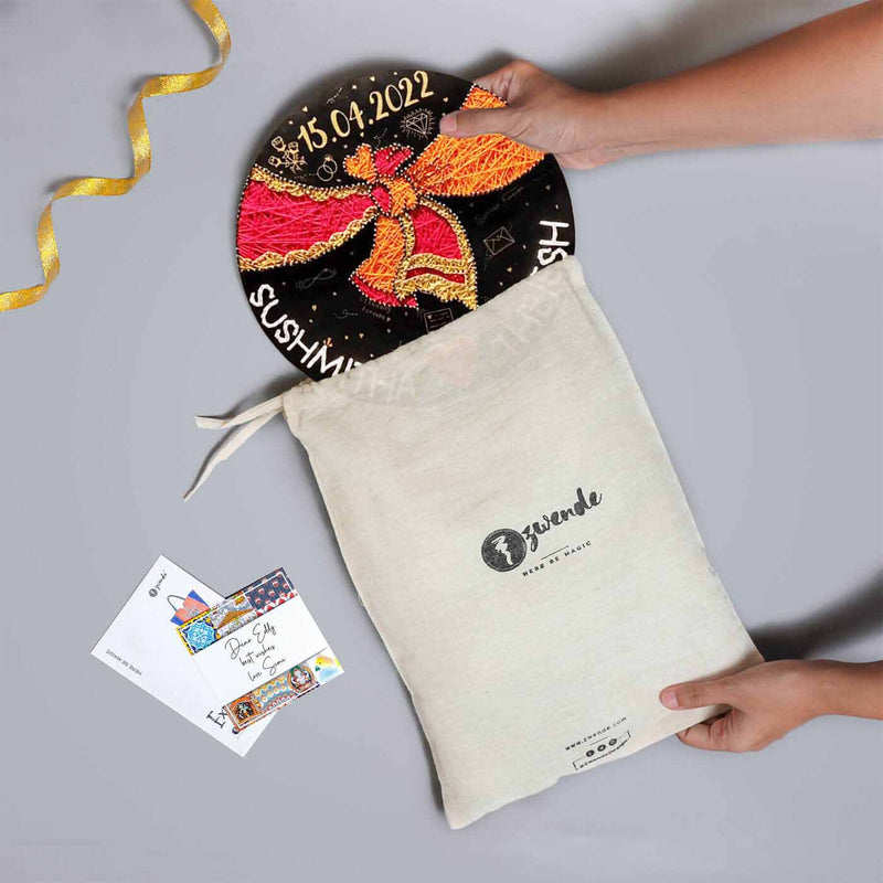 Round Couple Multi-colored String Name Board