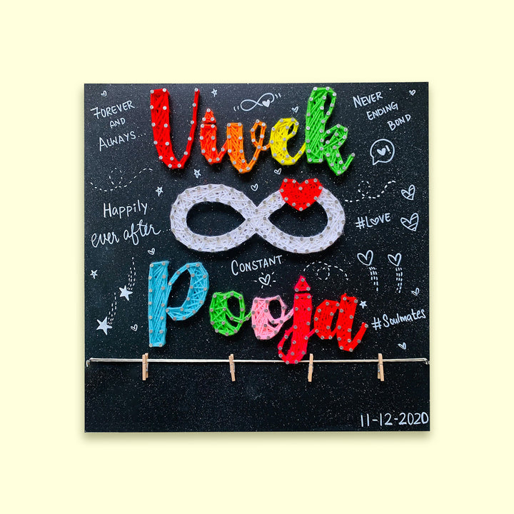 Couples String Art Nameplate With Lights - Infinity Love