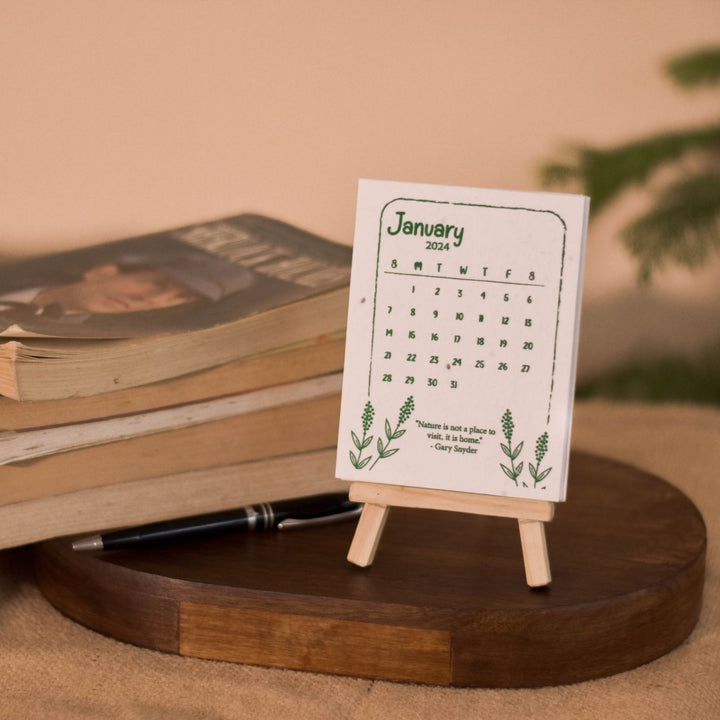 Eco-friendly Plantable Seed Paper Calendar With Stand | 2024