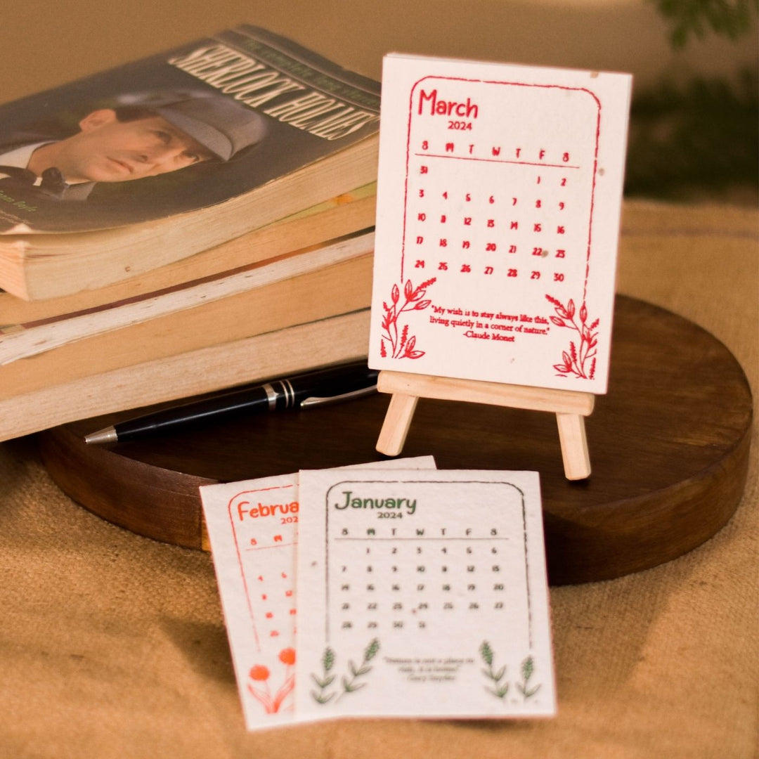 Eco-friendly Plantable Seed Paper Calendar With Stand | 2024