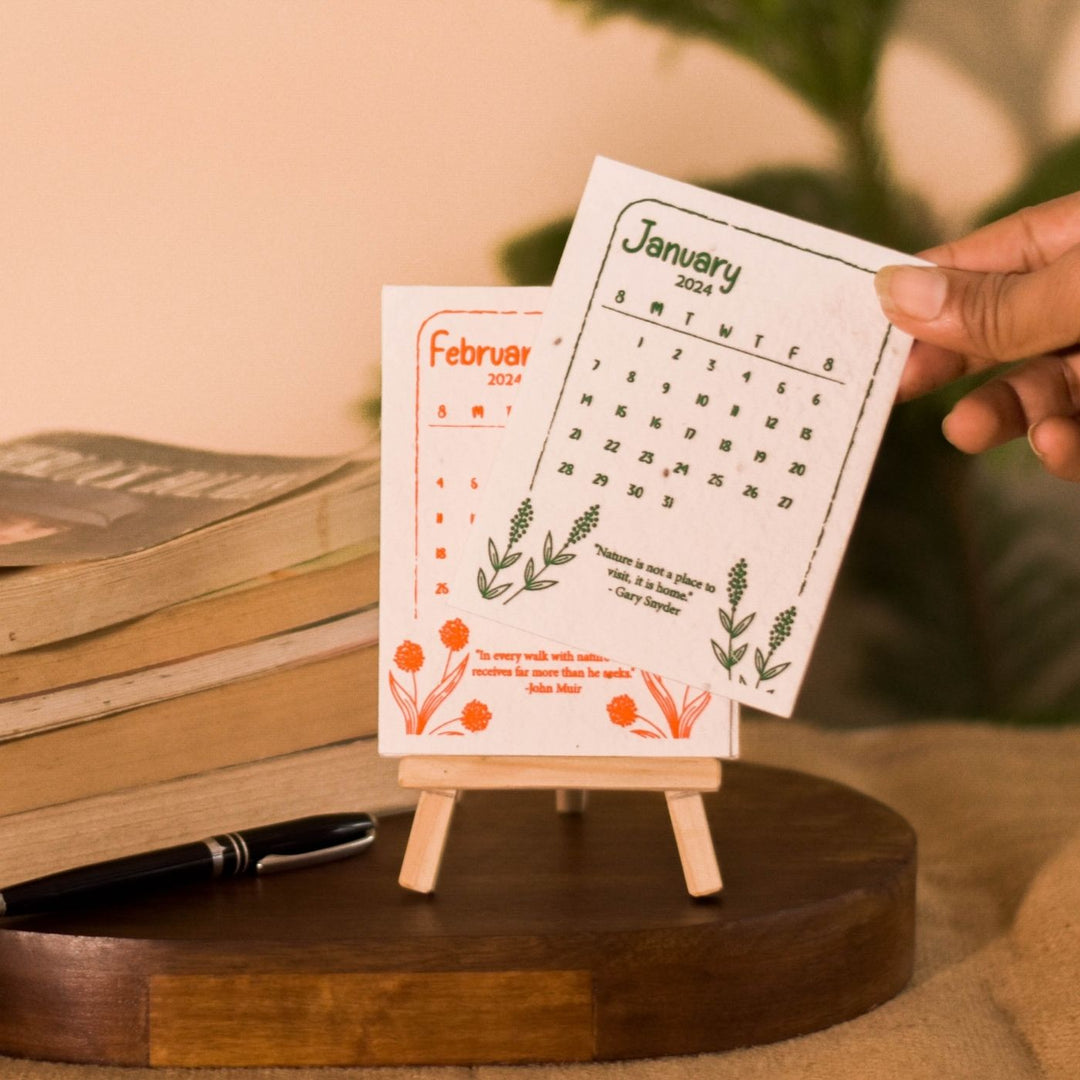 Eco-friendly Plantable Seed Paper Calendar With Stand | 2024