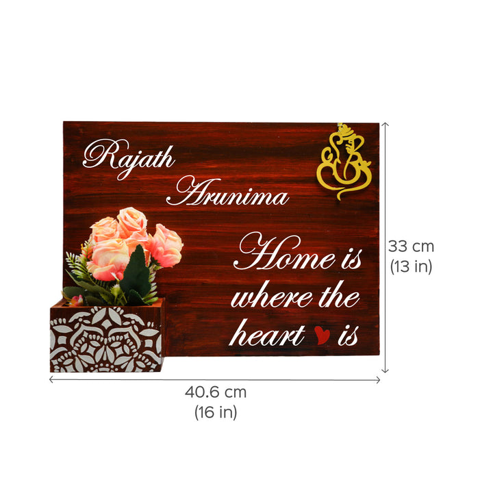 Hand-painted Personalized Wooden Nameplate With Planter