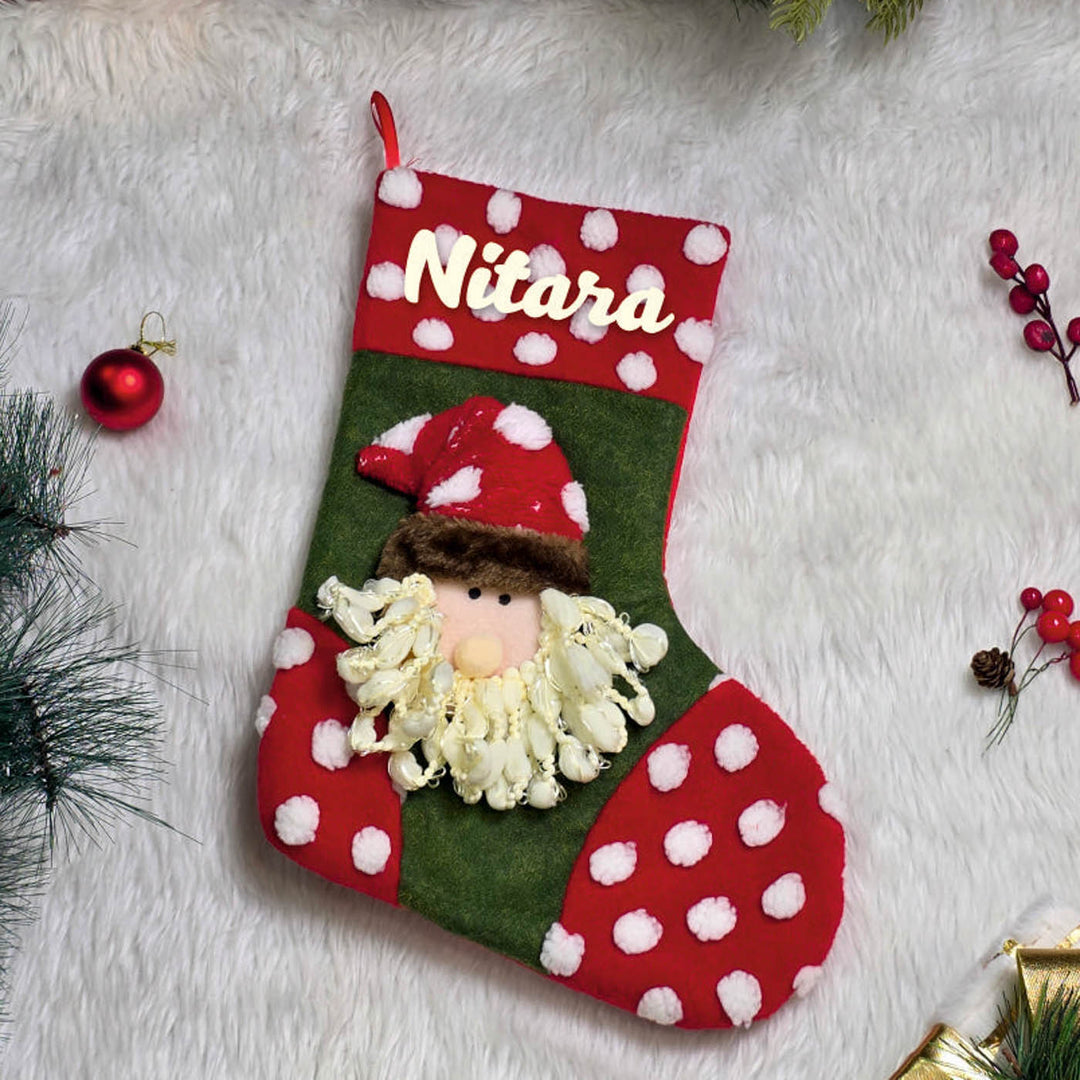 Personalized Handmade Polka Santa Stocking