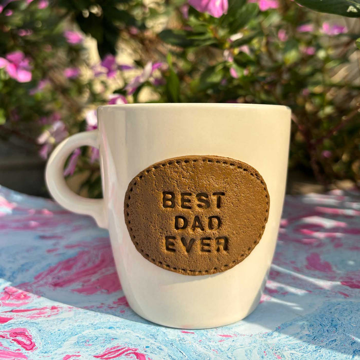Personalized Hand-Painted Polymer Clay Best Dad Ever Theme Ceramic Mug