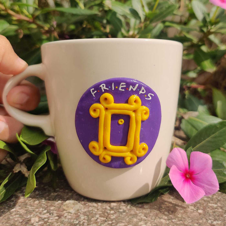Hand-Painted Polymer Clay Friends Theme Ceramic Mug
