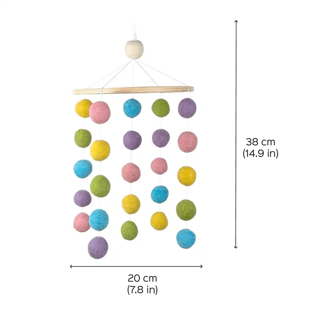 Handmade Pastel Pom Pom Felt Cot Mobile