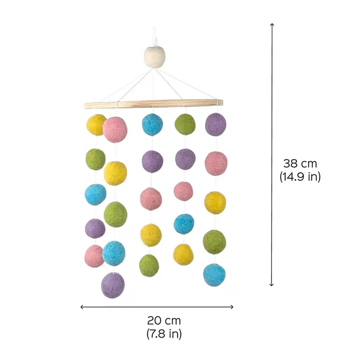Handmade Pastel Pom Pom Felt Cot Mobile