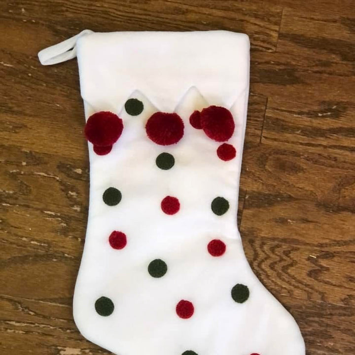 Personalized Handmade Pom Pom Polka Dot Stocking