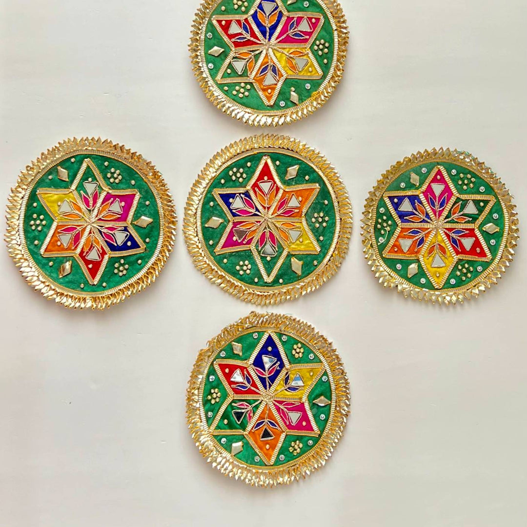 Handmade Gota Patti Green Star Design Rangoli