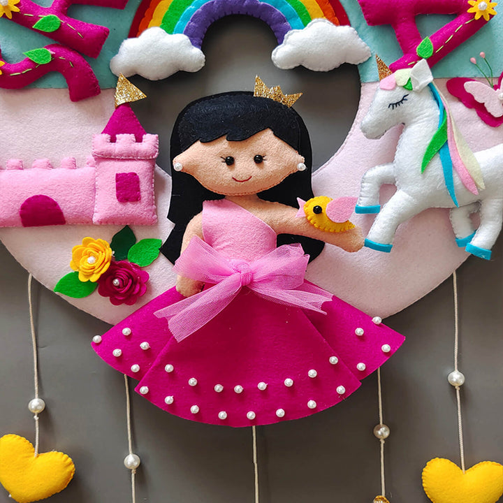 Hand-stitched Princess Theme Felt Nameplate For Girls