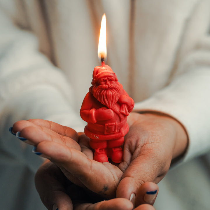 3 Pc | Handmade Xmas Tree, Santa & Bell Wax Candles For Christmas Decoration