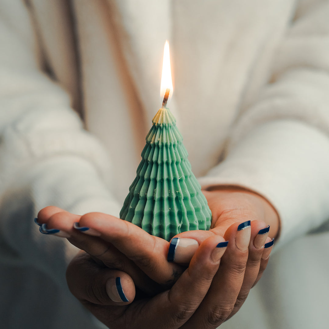 3 Pc | Handmade Xmas Tree, Santa & Bell Wax Candles For Christmas Decoration