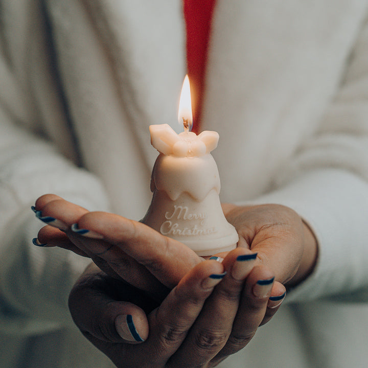 3 Pc | Handmade Xmas Tree, Santa & Bell Wax Candles For Christmas Decoration