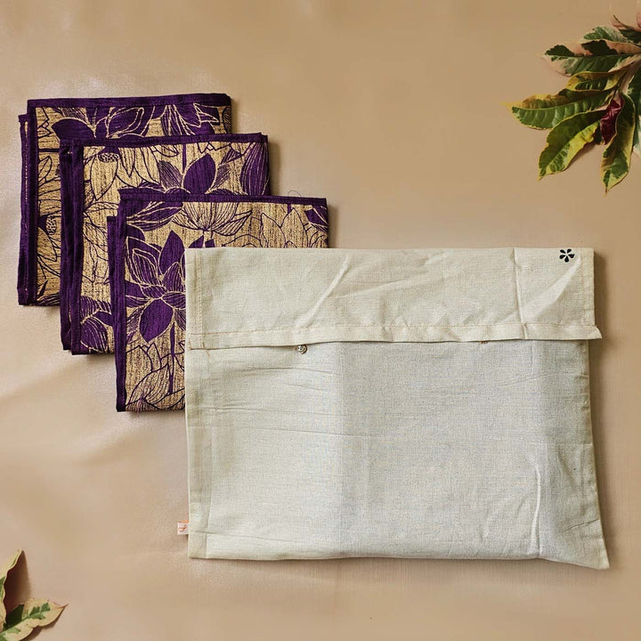 Handmade Lotus Flower Design Silk Table Mat | Set Of 6