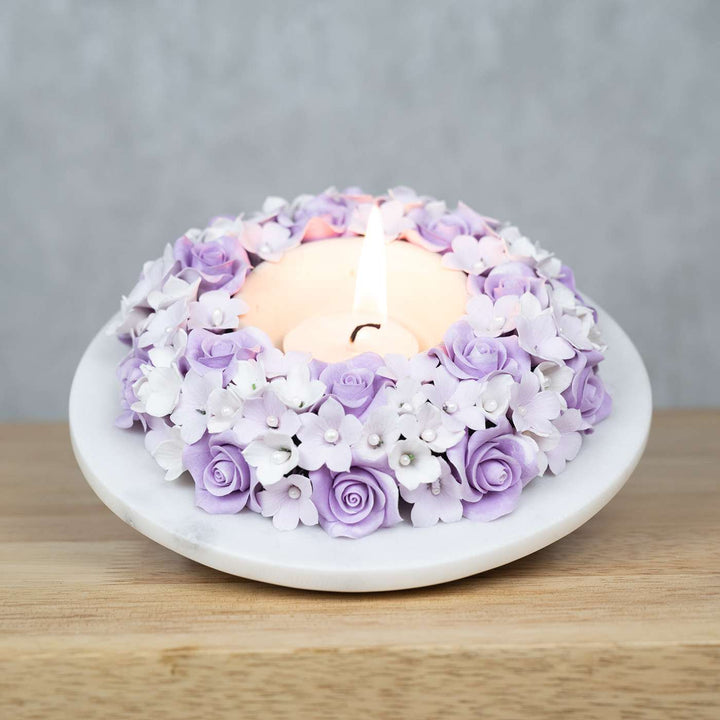 Handmade Purple Paradise Deco Clay & Marble Tealight Holder