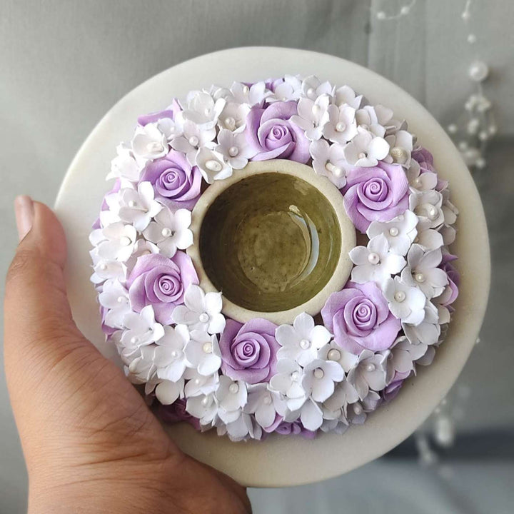 Handmade Purple Paradise Deco Clay & Marble Tealight Holder