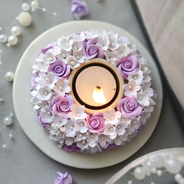 Handmade Purple Paradise Deco Clay & Marble Tealight Holder