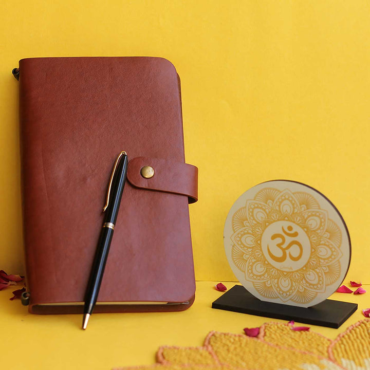 Spiritual Journaling Gift Box with Handcrafted Om Plaque