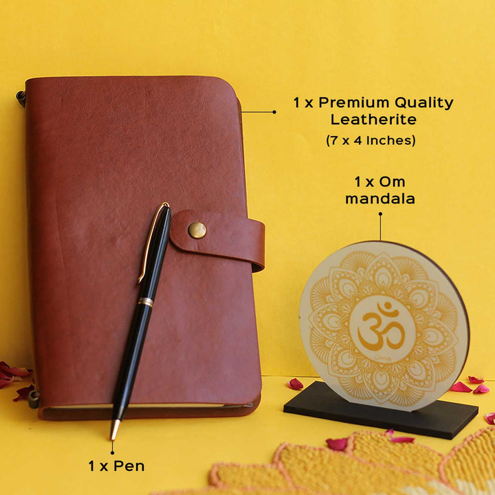 Spiritual Journaling Gift Box with Handcrafted Om Plaque