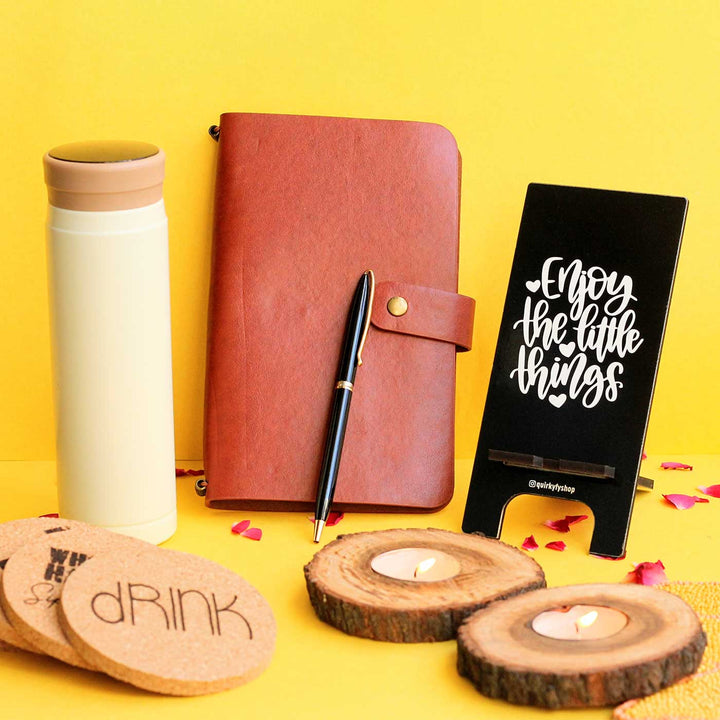 Leather Journal & Thermas Bottle Festive Gift Hamper