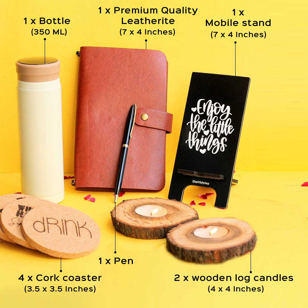 Leather Journal & Thermas Bottle Festive Gift Hamper