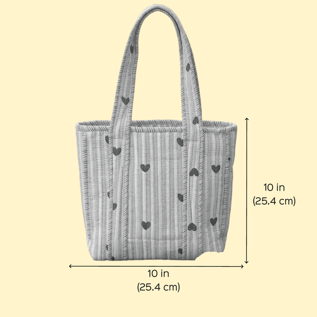 Handmade Yellow Heartbeat Cotton Tote Bag