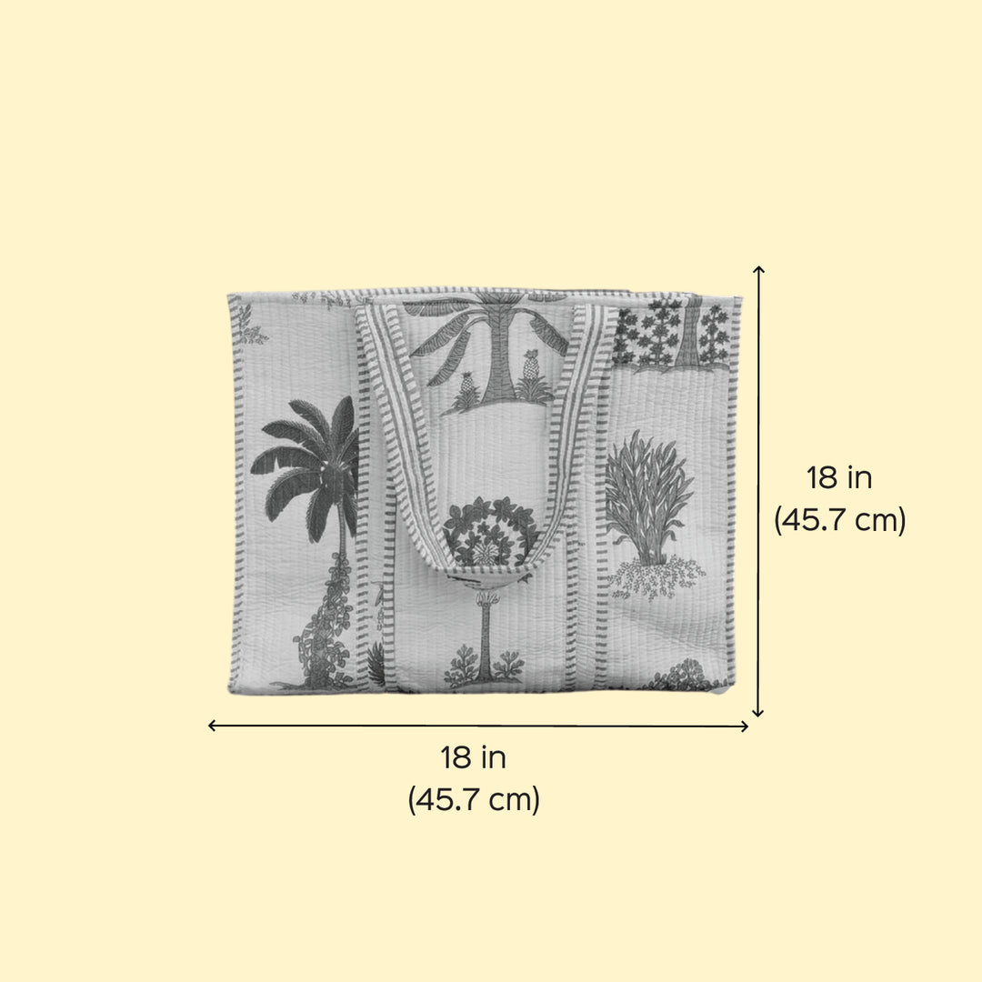 Handmade Cream Palm Cotton Tote Bag