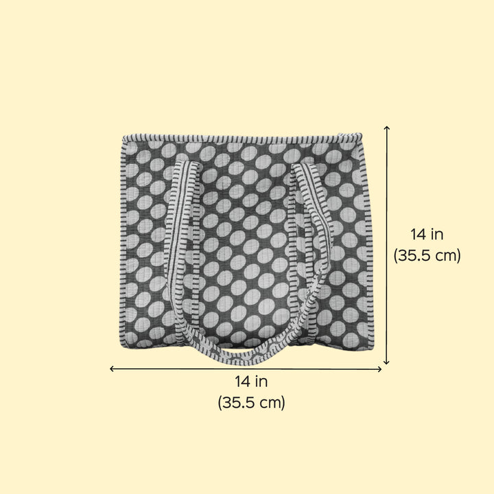 Handmade Olive Polka Cotton Tote Bag