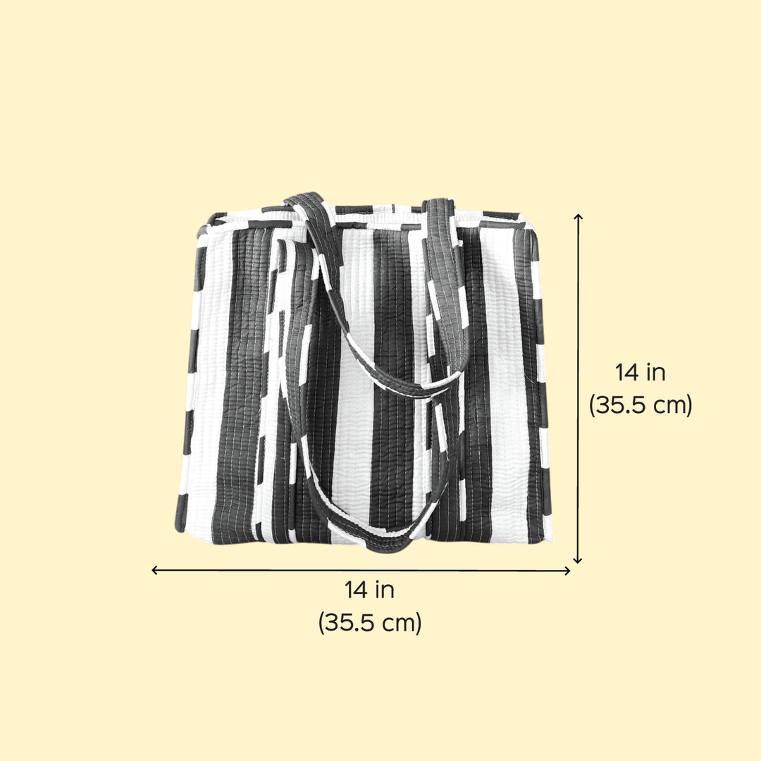 Handmade Nautical Blue Stripe Cotton Tote Bag