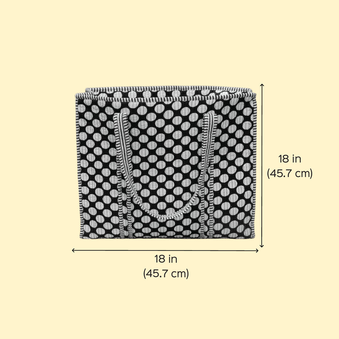 Handmade Black Polka Cotton Tote Bag