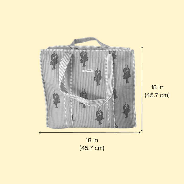 Handmade Large Pink Lobster Cotton Tote Bag
