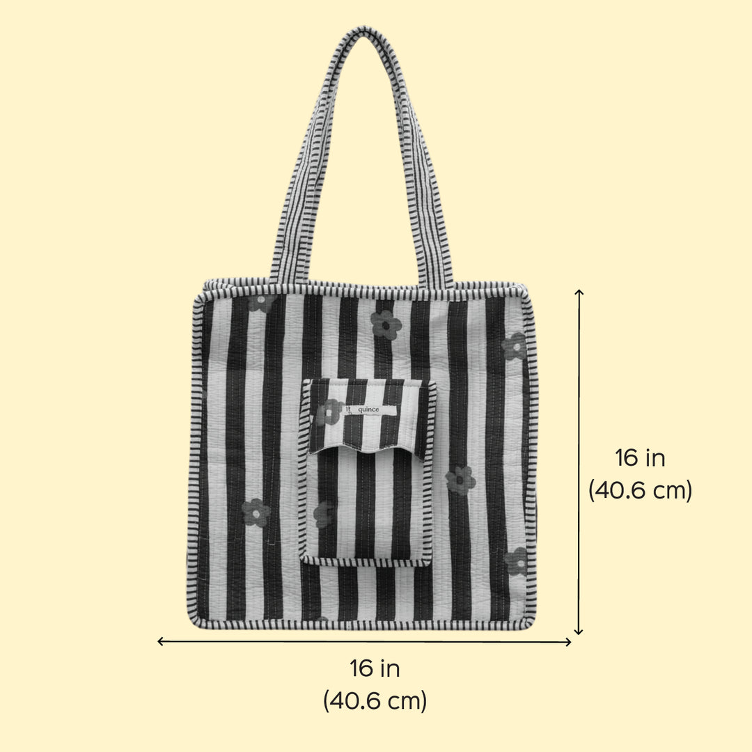 Handmade Blossom Stripe Cotton Tote Bag