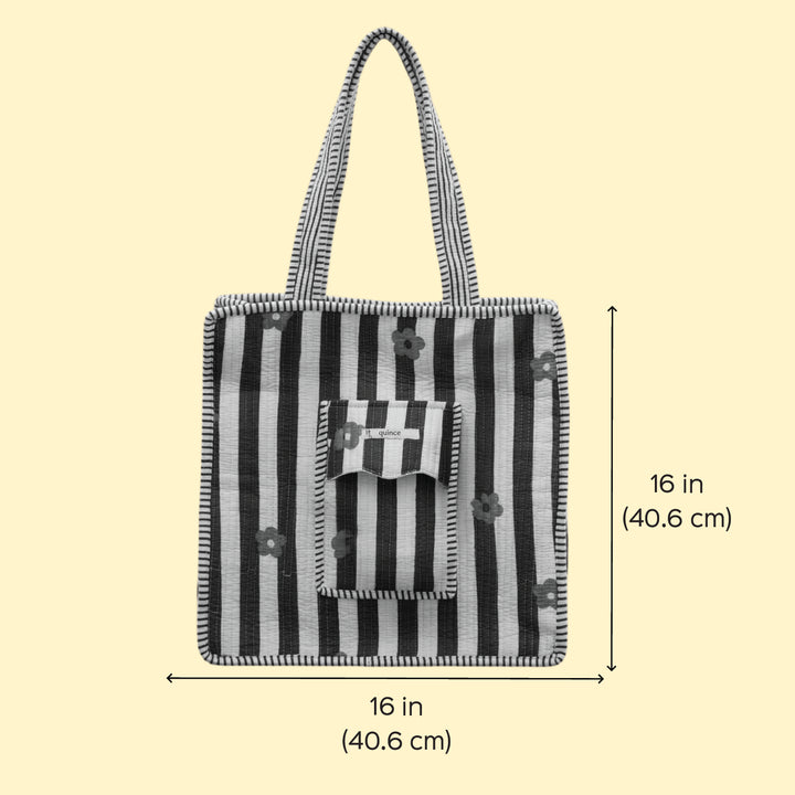 Handmade Blossom Stripe Cotton Tote Bag