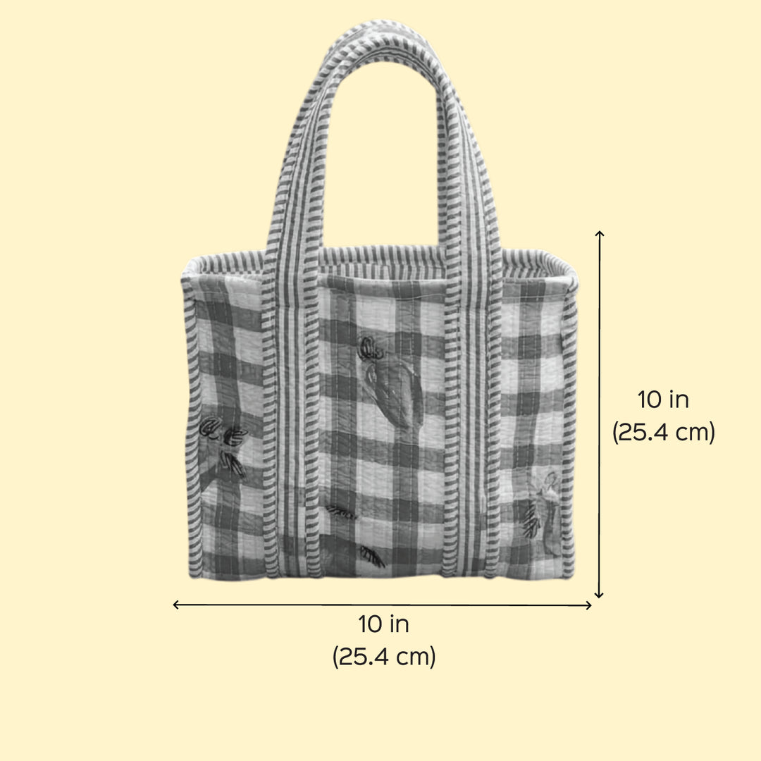 Handmade Pink Checkered Mini Cotton Tote Bag