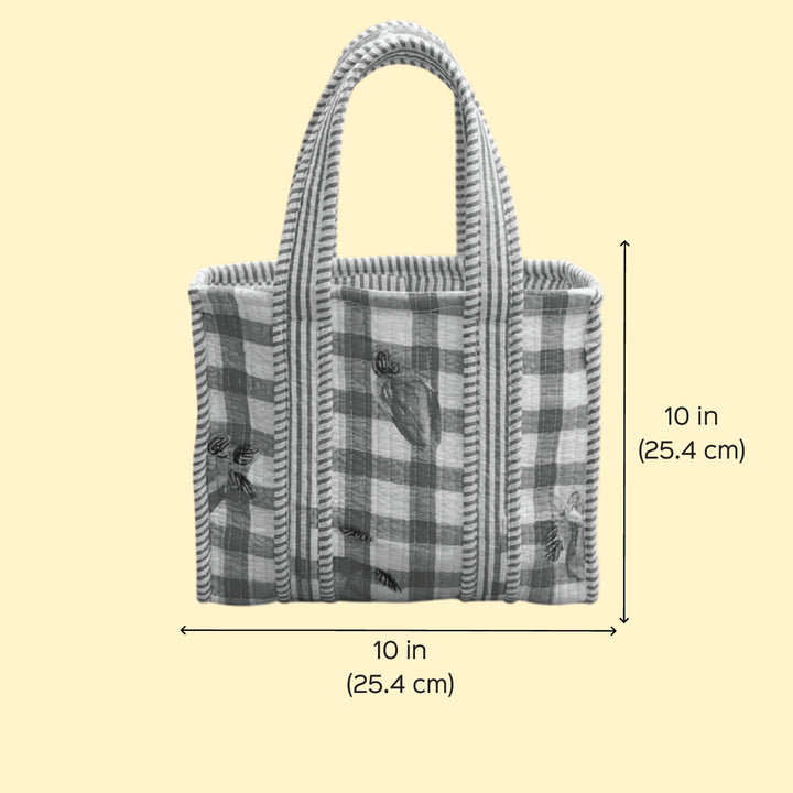 Handmade Pink Checkered Mini Cotton Tote Bag