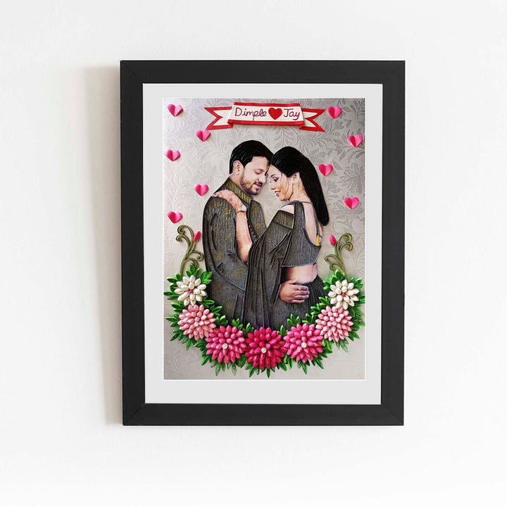 Personalized Quilling Portrait for Wedding Couple Photos